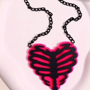 Pink and Black Ribcage Necklace